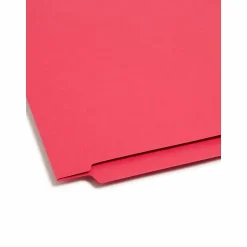 Smead® Color End-Tab Folders, Straight Cut, Letter Size, Red, Box Of 100