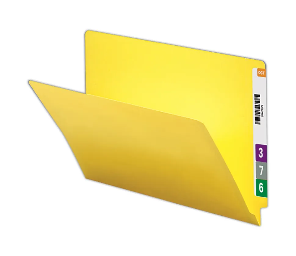 Smead® Color End-Tab Folders, Straight Cut, Letter Size, Yellow, Box Of 100