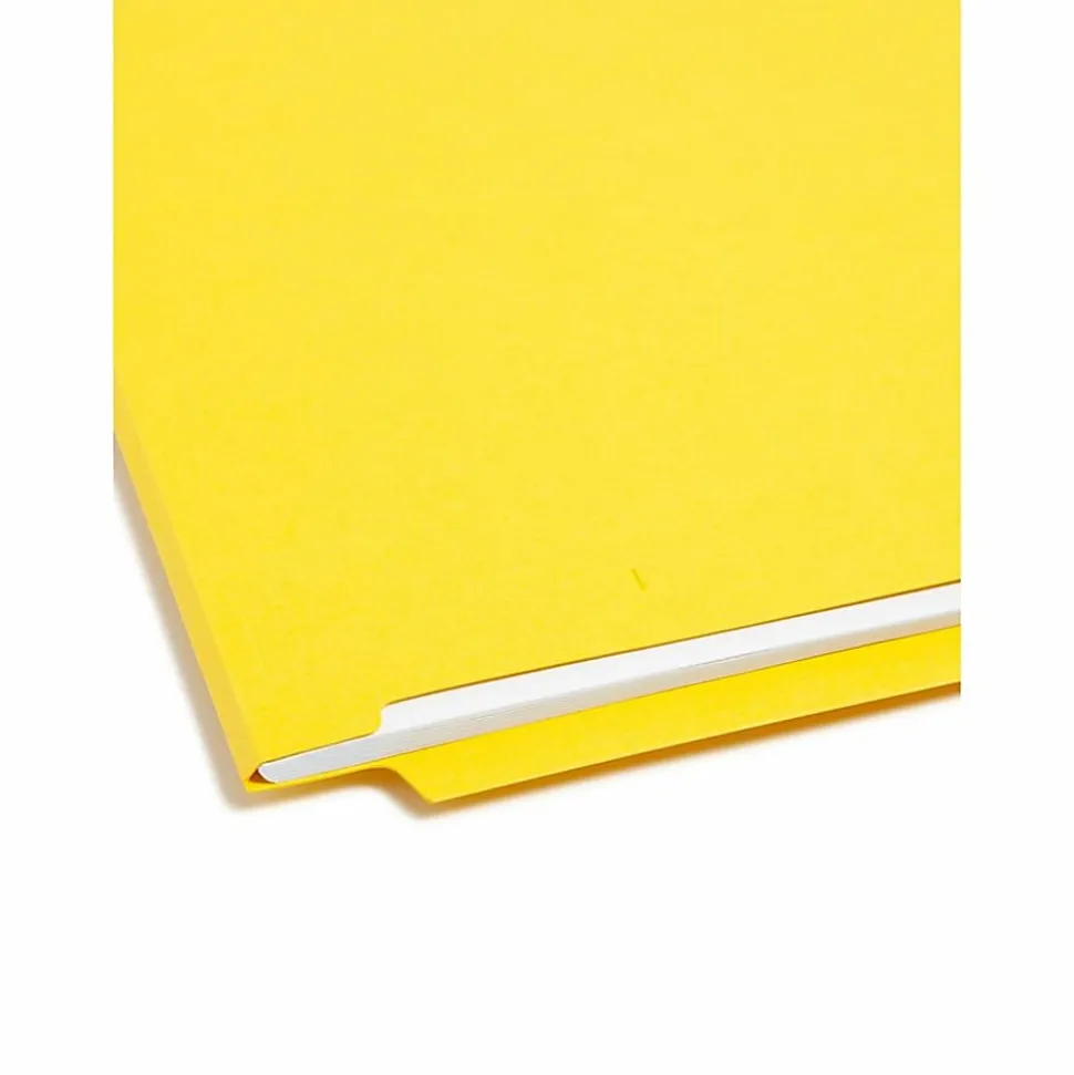 Smead® Color End-Tab Folders, Straight Cut, Letter Size, Yellow, Box Of 100