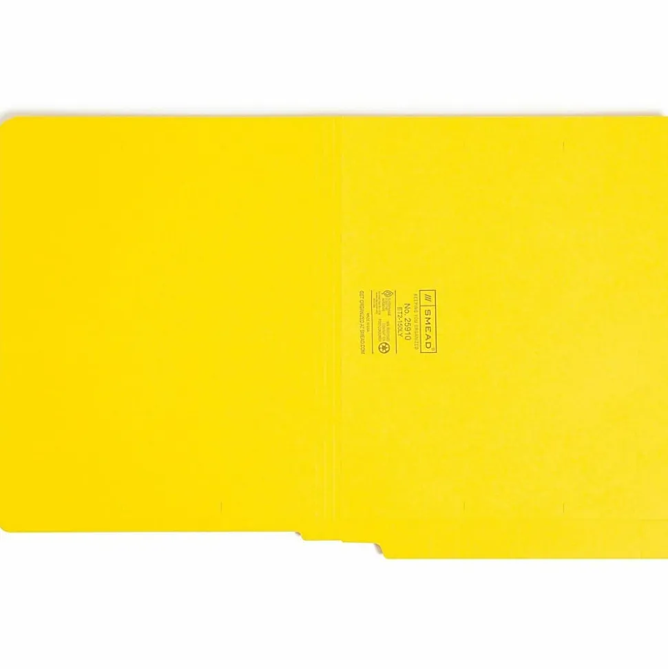Smead® Color End-Tab Folders, Straight Cut, Letter Size, Yellow, Box Of 100