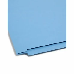 Smead® Color End-Tab Folders With Fasteners, Straight Cut, Letter Size, Blue, Pack Of 50