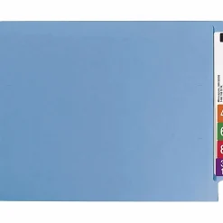 Smead® Color End-Tab Folders With Fasteners, Straight Cut, Letter Size, Blue, Pack Of 50