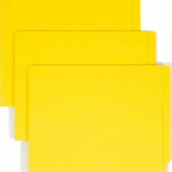 Smead® Color End-Tab Folders With Fasteners, Straight Cut, Letter Size, Yellow, Pack Of 50