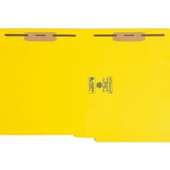 Smead® Color End-Tab Folders With Fasteners, Straight Cut, Letter Size, Yellow, Pack Of 50