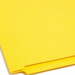 Smead® Color End-Tab Folders With Fasteners, Straight Cut, Letter Size, Yellow, Pack Of 50