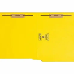 Smead® Color End-Tab Folders With Fasteners, Straight Cut, Letter Size, Yellow, Pack Of 50