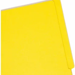 Smead® Color End-Tab Folders With Fasteners, Straight Cut, Letter Size, Yellow, Pack Of 50