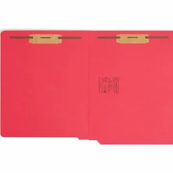 SmeadĀ® Color End-Tab Folders With Fasteners, Straight Cut, Letter Size, Red, Pack Of 50