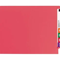 Smead® Color End-Tab Folders With Fasteners, Straight Cut, Letter Size, Red, Pack Of 50