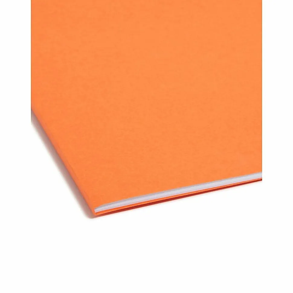 Smead® Color Fastener Folders With Reinforced Tabs, 8 1/2" x 11", Letter Size, 1/3 Tab Cut, Orange, Box Of 50 Folders