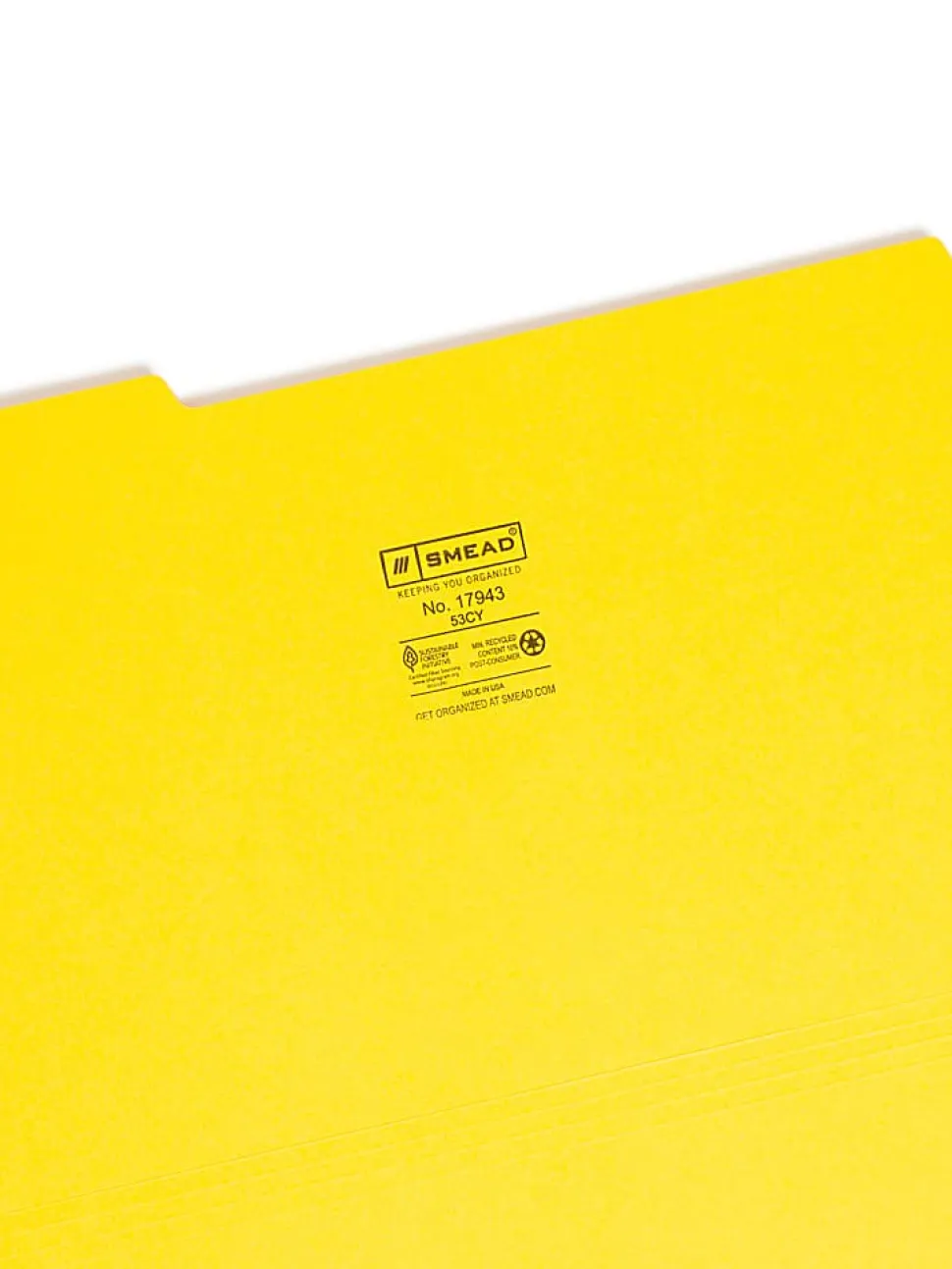 Smead® Color File Folders, Legal Size, 1/3 Cut, Yellow, Box Of 100