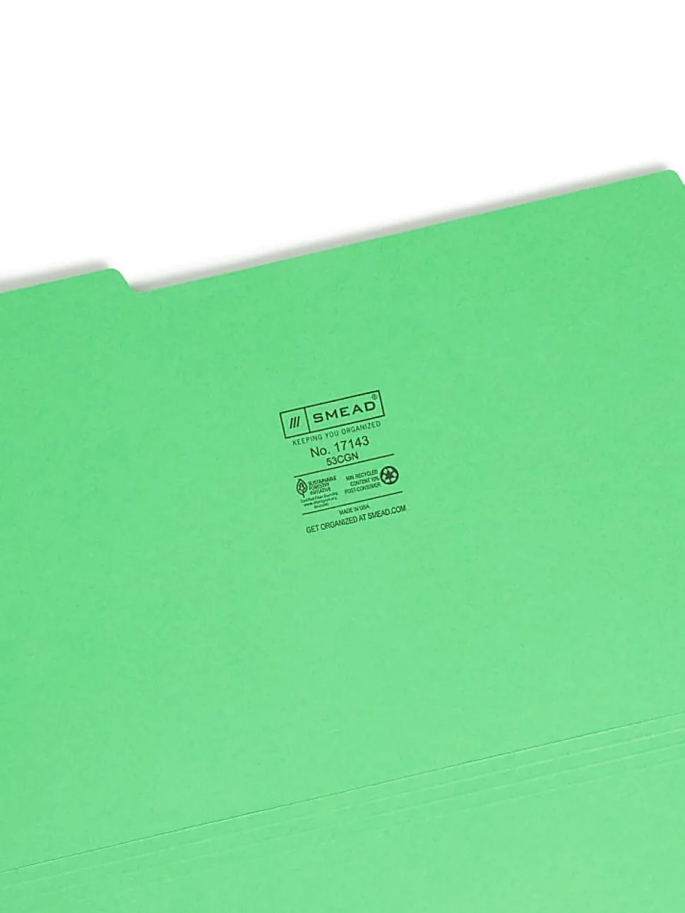 Smead® Color File Folders, Legal Size, 1/3 Cut, Green, Box Of 100
