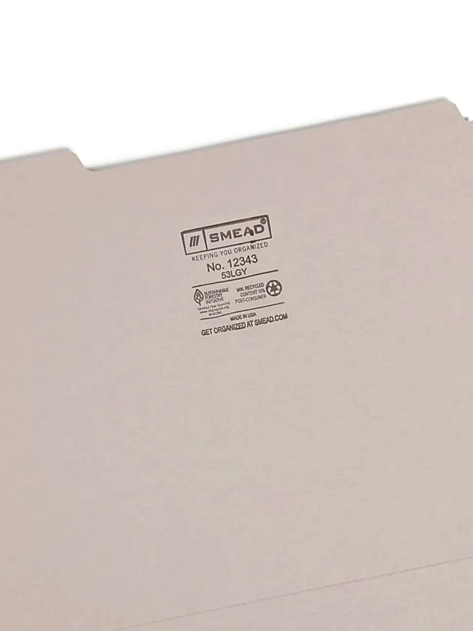 Smead® Color File Folders, Letter Size, 1/3 Cut, Gray, Box Of 100