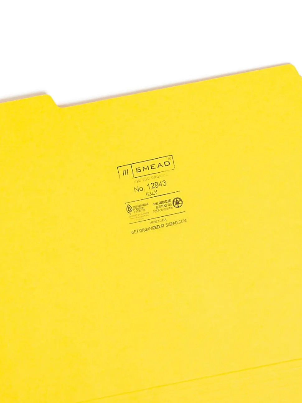 Smead® Color File Folders, Letter Size, 1/3 Cut, Yellow, Box Of 100