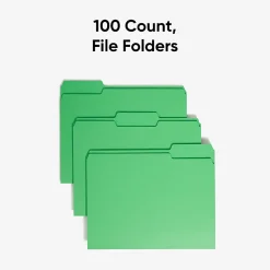Smead® Color File Folders, Letter Size, 1/3 Cut, Green, Box Of 100 (12143)