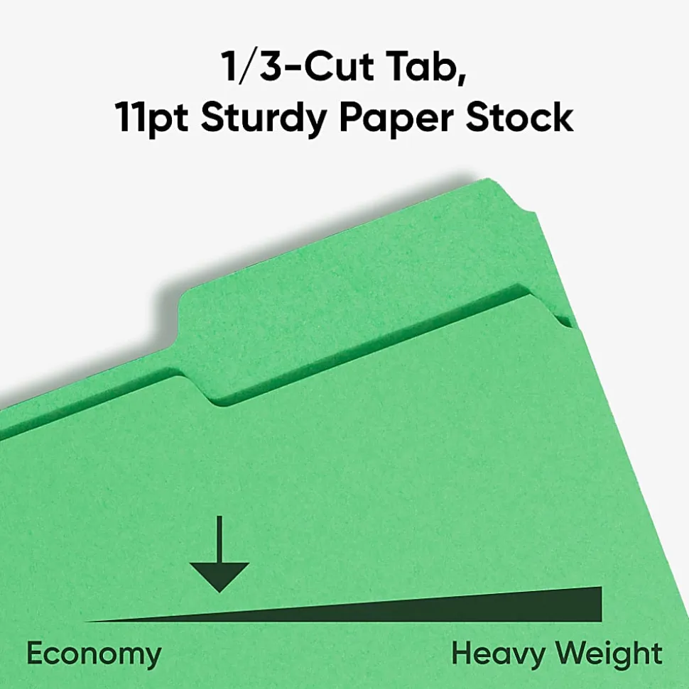 Smead® Color File Folders, Letter Size, 1/3 Cut, Green, Box Of 100 (12143)
