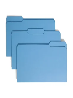 SmeadĀ® Color File Folders, Letter Size, 1/3 Cut, Blue, Box Of 100 (12043)