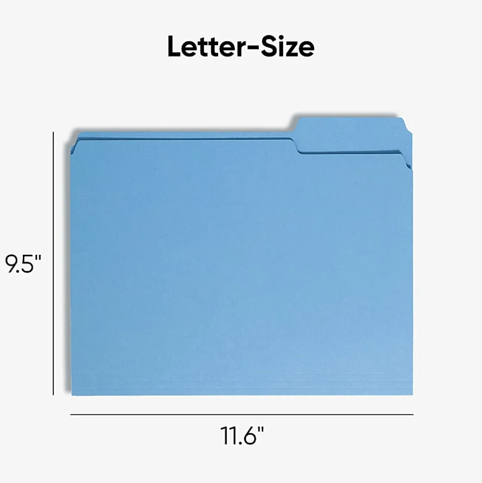 Smead® Color File Folders, Letter Size, 1/3 Cut, Blue, Box Of 100 (12043)