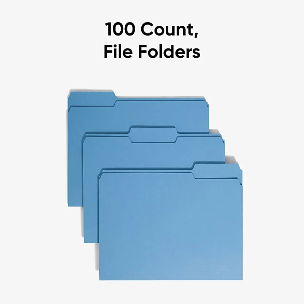 Smead® Color File Folders, Letter Size, 1/3 Cut, Blue, Box Of 100 (12043)