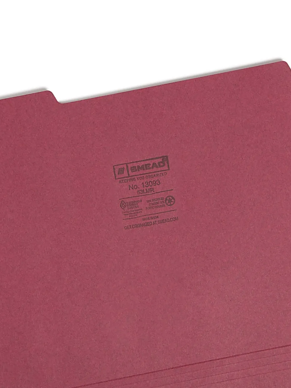 Smead® Color File Folders, Letter Size, 1/3 Cut, Maroon, Box Of 100