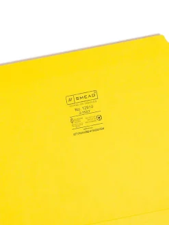 SmeadĀ® Color File Folders, With Reinforced Tabs, Letter Size, Straight Cut, Yellow, Box Of 100