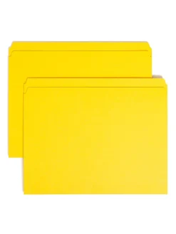 Smead® Color File Folders, With Reinforced Tabs, Letter Size, Straight Cut, Yellow, Box Of 100