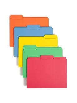 SmeadĀ® Color File Folders, With Reinforced Tabs, Letter Size, 1/3 Cut, Assorted Colors, Box Of 100