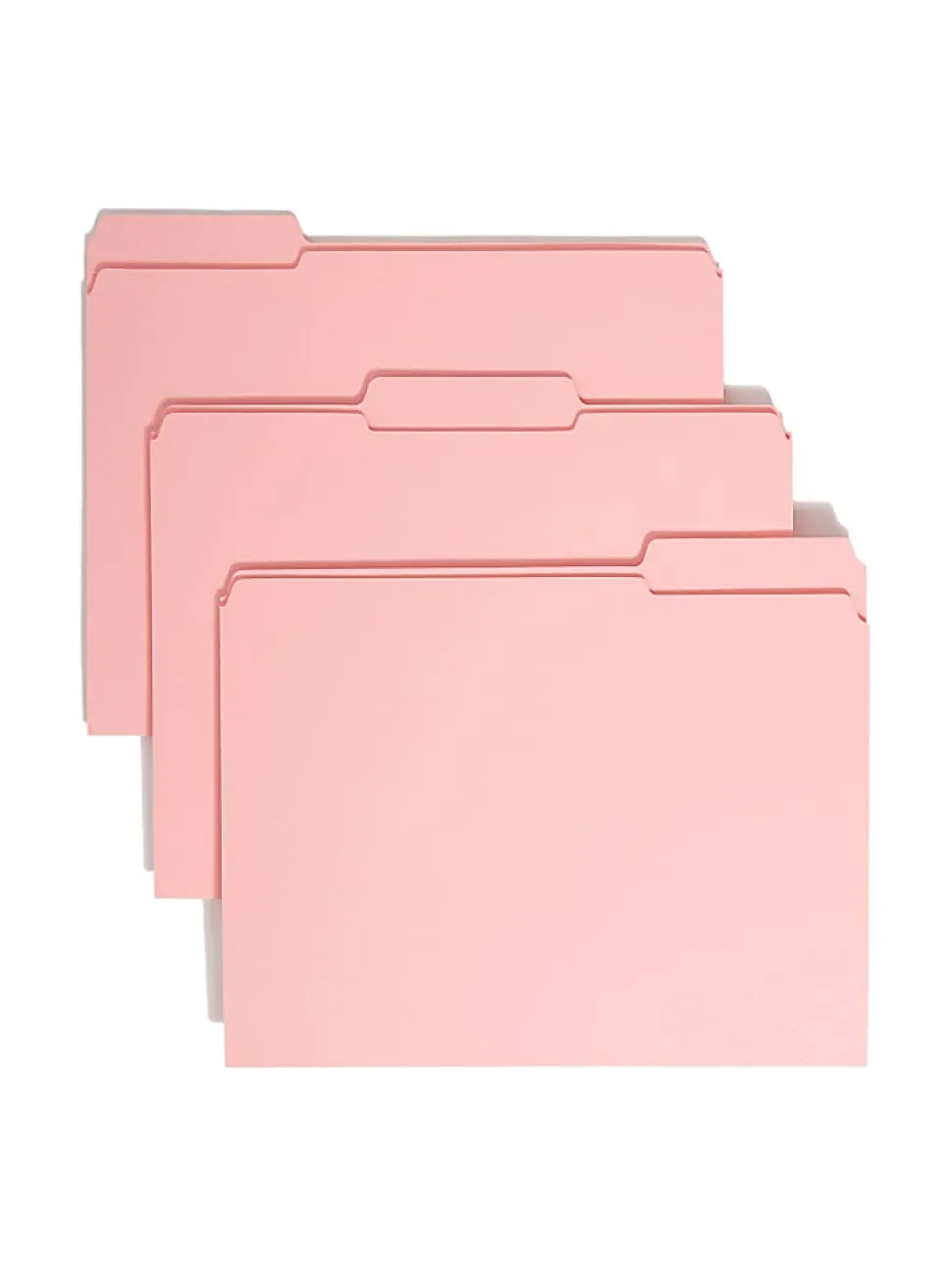 Smead® Color File Folders, With Reinforced Tabs, Letter Size, 1/3 Cut, Pink, Box Of 100