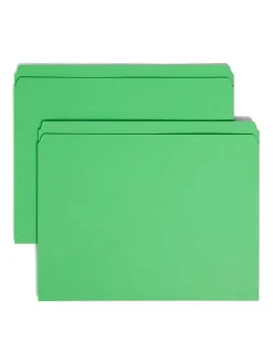 Smead® Color File Folders, With Reinforced Tabs, Letter Size, Straight Cut, Green, Box Of 100