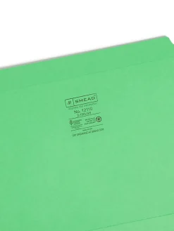 Smead® Color File Folders, With Reinforced Tabs, Letter Size, Straight Cut, Green, Box Of 100