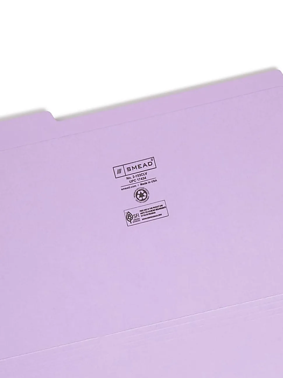 Smead® Color File Folders, With Reinforced Tabs, Legal Size, 1/3 Cut, Lavender, Box Of 100