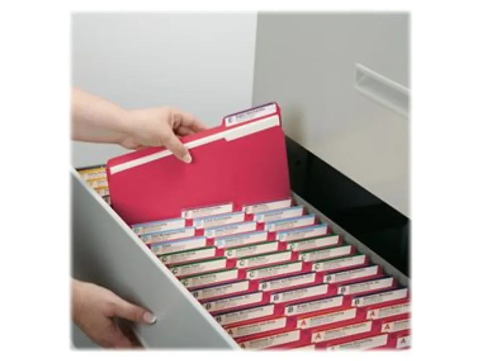 Smead® Color File Folders, With Reinforced Tabs, Letter Size, 1/3 Cut, Red, Box Of 100