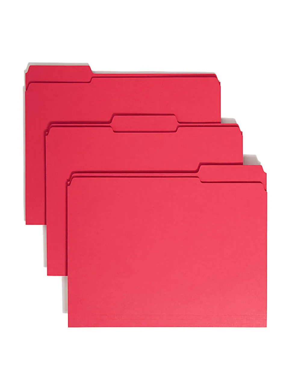 Smead® Color File Folders, With Reinforced Tabs, Letter Size, 1/3 Cut, Red, Box Of 100