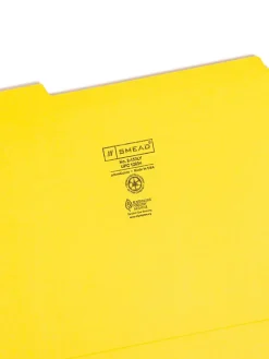 SmeadĀ® Color File Folders, With Reinforced Tabs, Letter Size, 1/3 Cut, Yellow, Box Of 100
