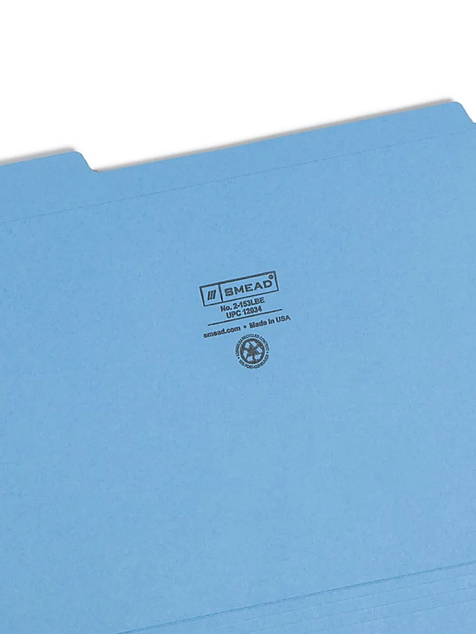 Smead® Color File Folders, With Reinforced Tabs, Letter Size, 1/3 Cut, Blue, Box Of 100