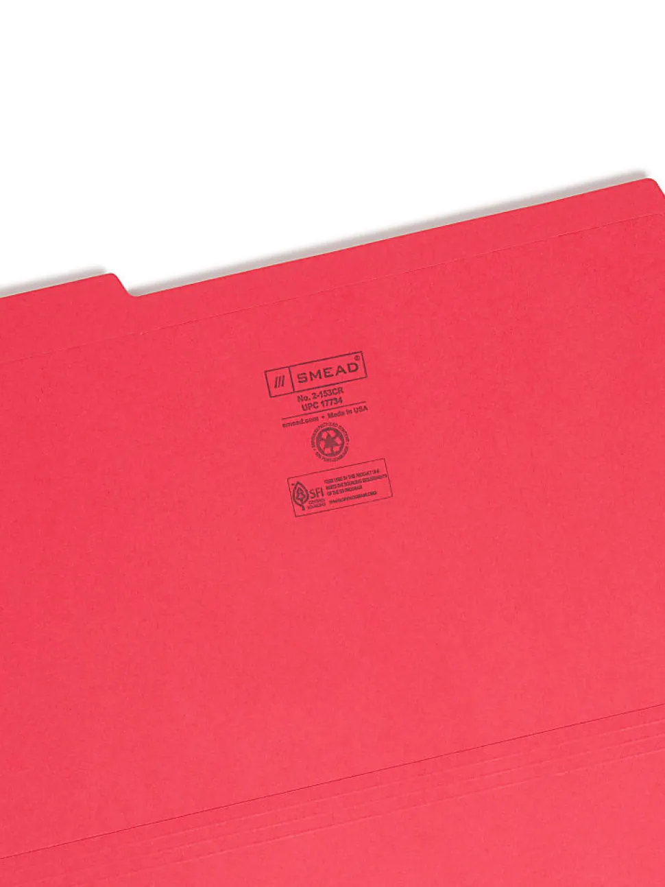 Smead® Color File Folders, With Reinforced Tabs, Legal Size, 1/3 Cut, Red, Box Of 100