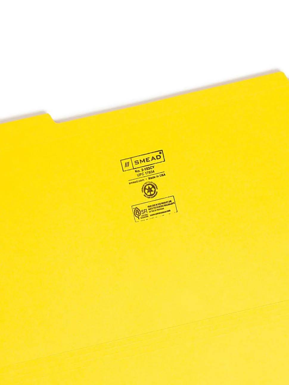 Smead® Color File Folders, With Reinforced Tabs, Legal Size, 1/3 Cut, Yellow, Box Of 100