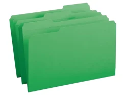 SmeadĀ® Color File Folders, With Reinforced Tabs, Legal Size, 1/3 Cut, Green, Box Of 100