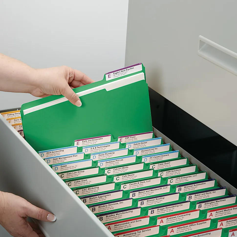 Smead® Color File Folders, With Reinforced Tabs, Legal Size, 1/3 Cut, Green, Box Of 100