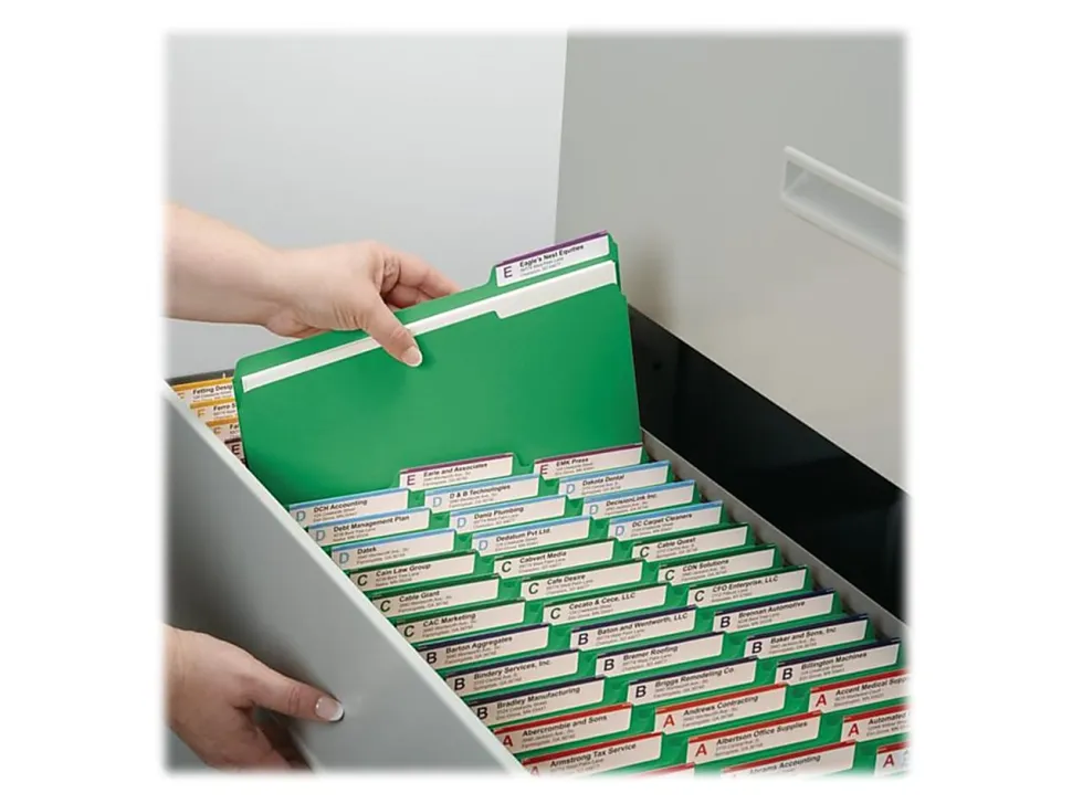 Smead® Color File Folders, With Reinforced Tabs, Legal Size, 1/3 Cut, Green, Box Of 100