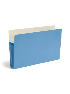 SmeadĀ® Color File Pockets, 5 1/4" Expansion, 9 1/2" x 14 3/4", Blue