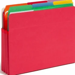 SmeadĀ® Color File Pockets, Letter Size, 3 1/2" Expansion, 9 1/2" x 11 3/4", Red