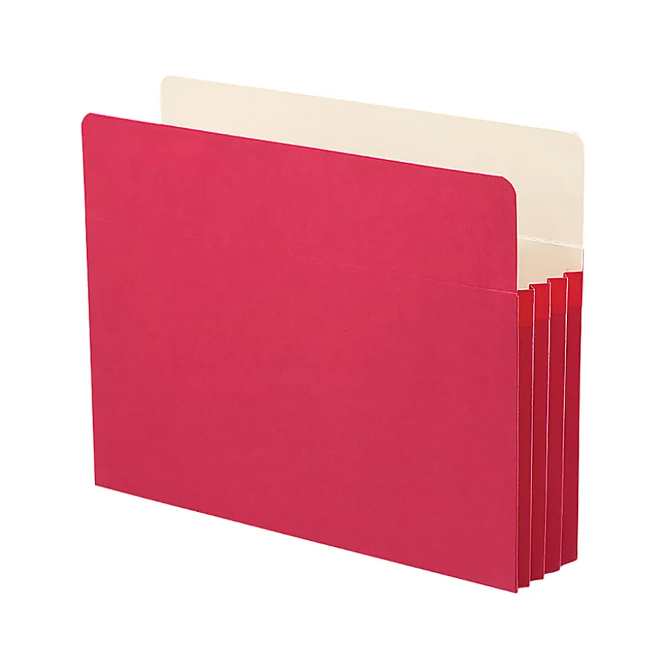 Smead® Color File Pockets, Letter Size, 3 1/2" Expansion, 9 1/2" x 11 3/4", Red