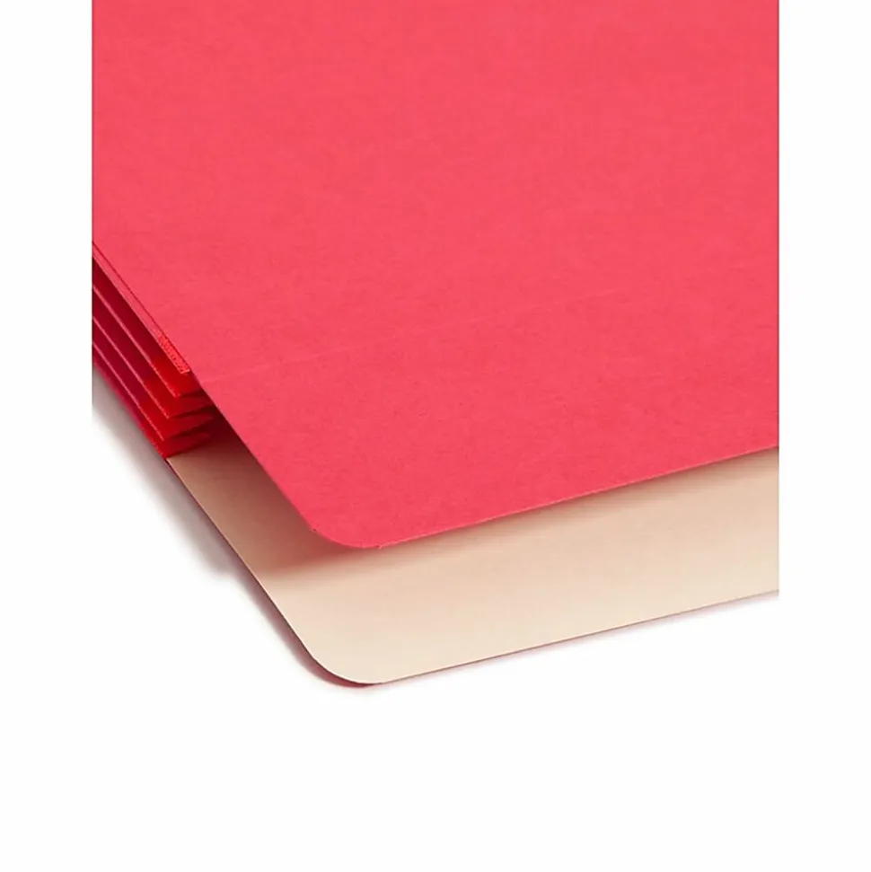 Smead® Color File Pockets, Letter Size, 3 1/2" Expansion, 9 1/2" x 11 3/4", Red