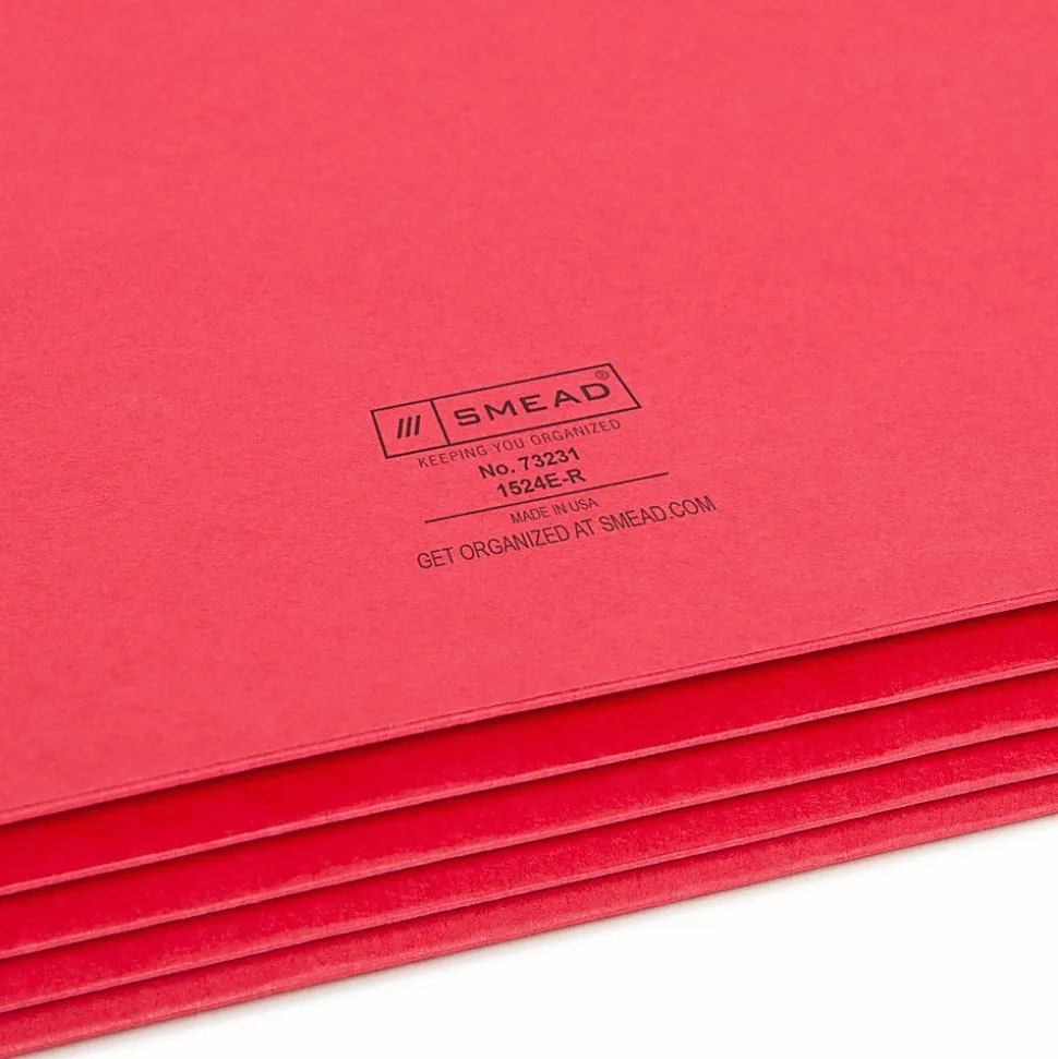 Smead® Color File Pockets, Letter Size, 3 1/2" Expansion, 9 1/2" x 11 3/4", Red