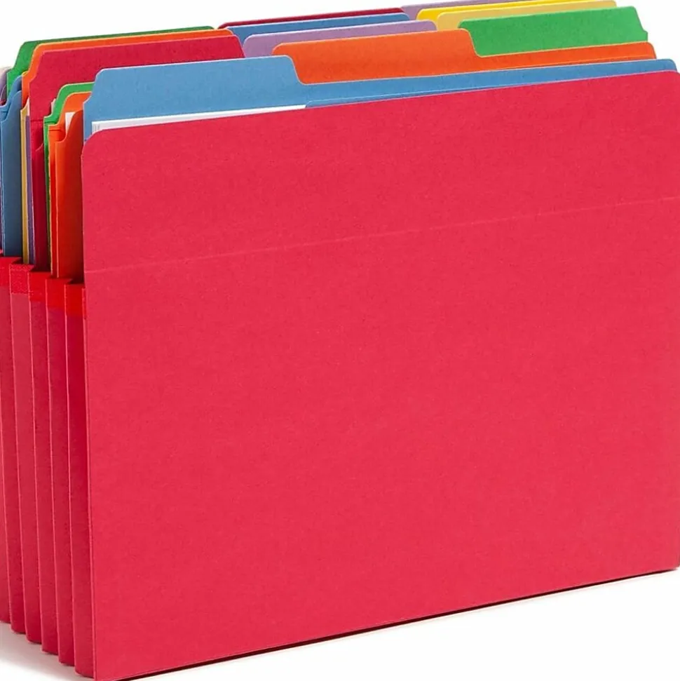Smead® Color File Pockets, Letter Size, 5 1/4" Expansion, 9 1/2" x 11 3/4", Red