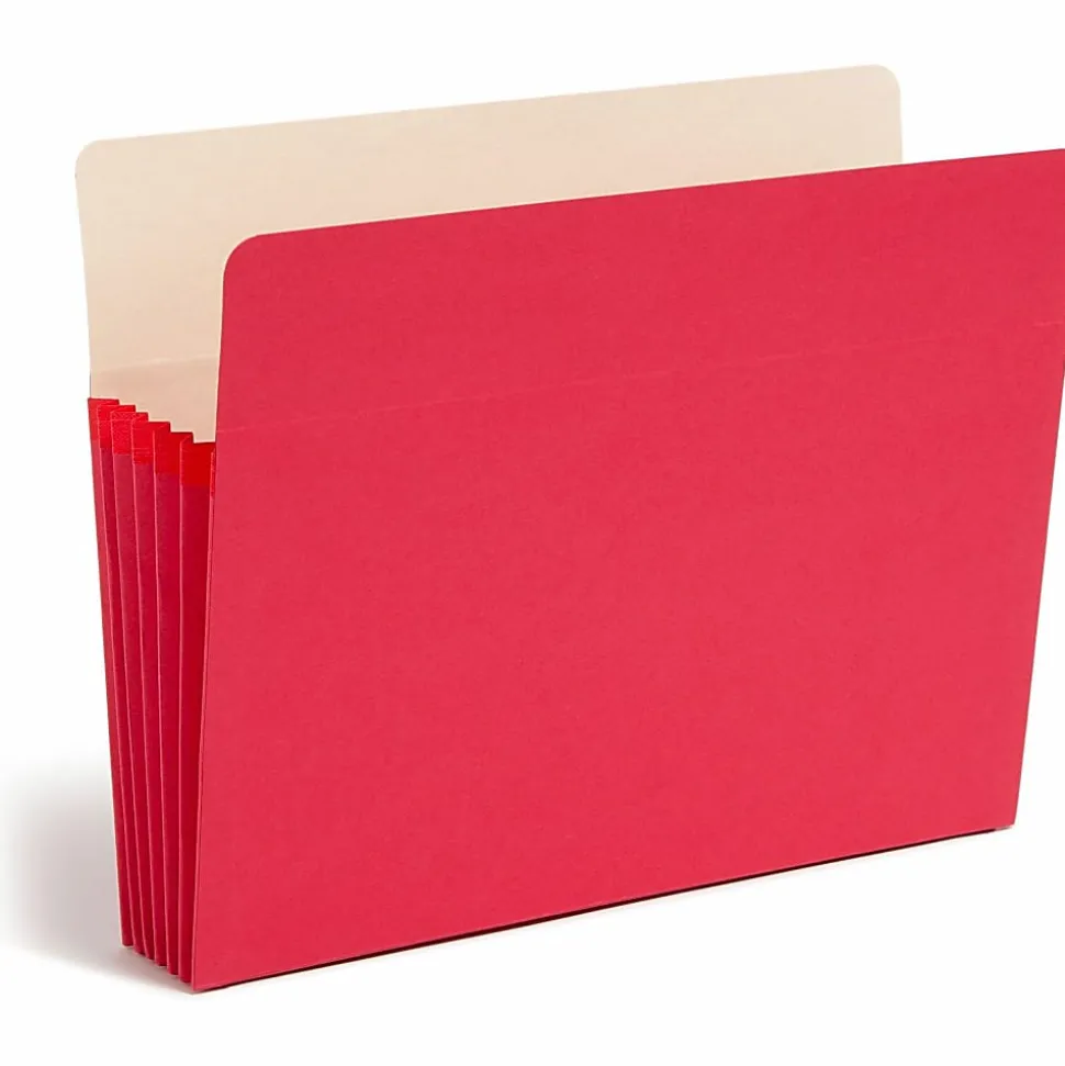 Smead® Color File Pockets, Letter Size, 5 1/4" Expansion, 9 1/2" x 11 3/4", Red