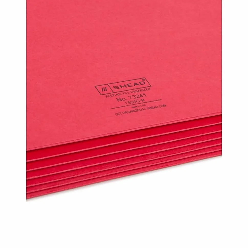 Smead® Color File Pockets, Letter Size, 5 1/4" Expansion, 9 1/2" x 11 3/4", Red