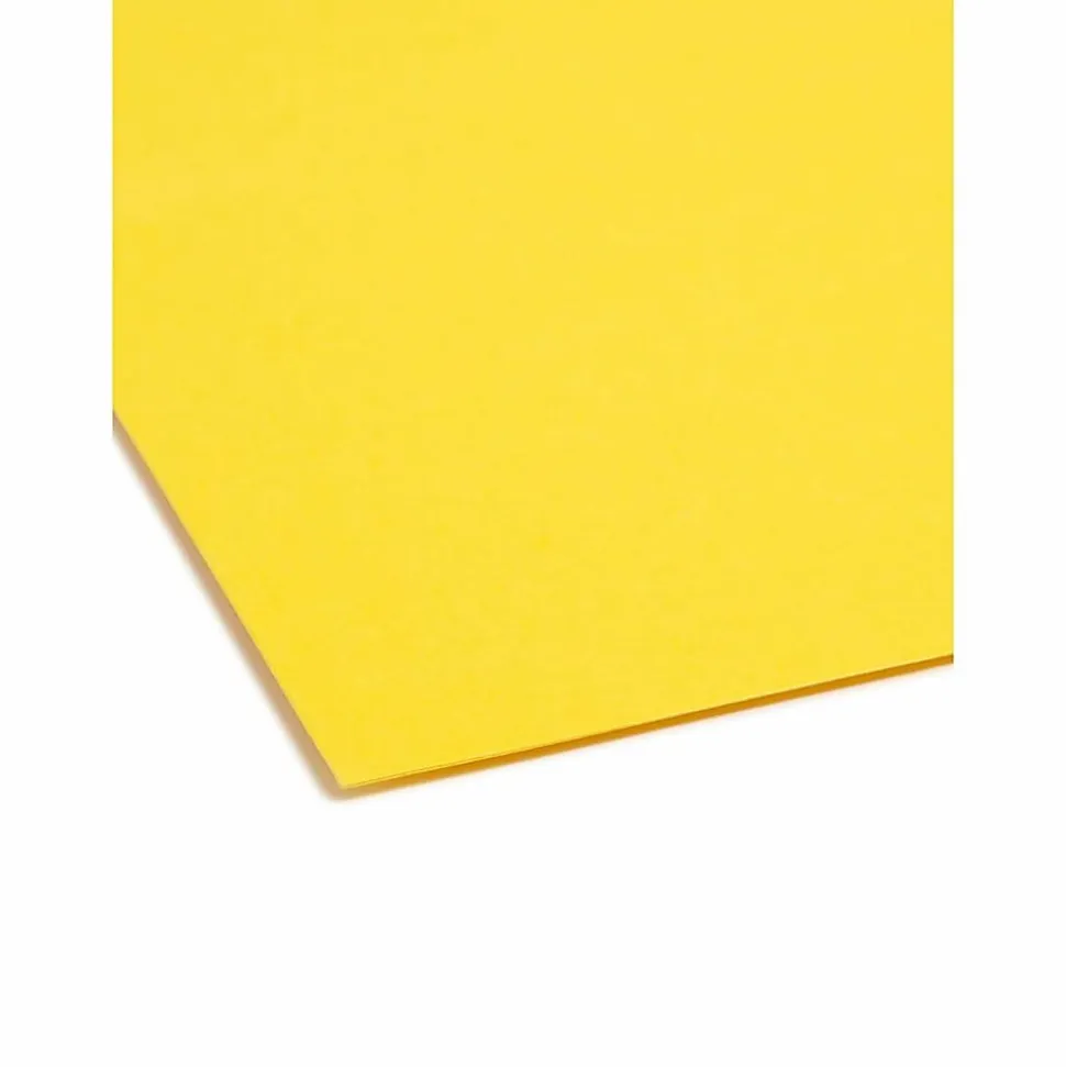 Smead® Color Reinforced Tab Fastener Folders, Legal Size, 1/3 Cut, Yellow, Pack Of 50