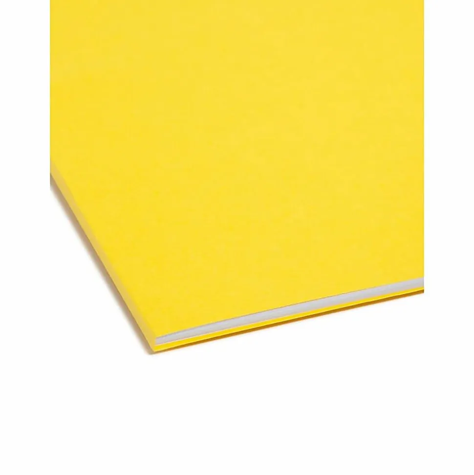 Smead® Color Reinforced Tab Fastener Folders, Legal Size, 1/3 Cut, Yellow, Pack Of 50